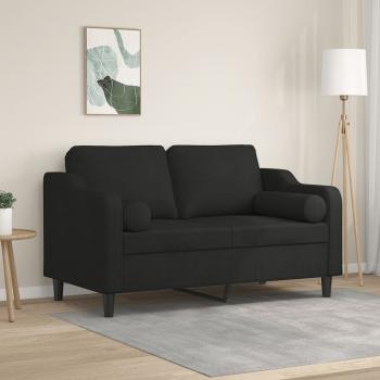 ARDEBO.de - 2-Sitzer-Sofa mit Zierkissen Schwarz 120 cm Stoff