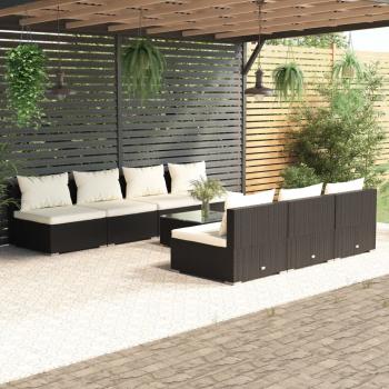 ARDEBO.de - 8-tlg. Garten-Lounge-Set mit Kissen Poly Rattan Schwarz