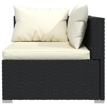 14-tlg. Garten-Lounge-Set mit Kissen Schwarz Poly Rattan