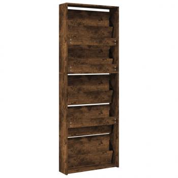 Schuhschrank mit Spiegel 5 Fächer Räuchereiche 63x17x169,5 cm