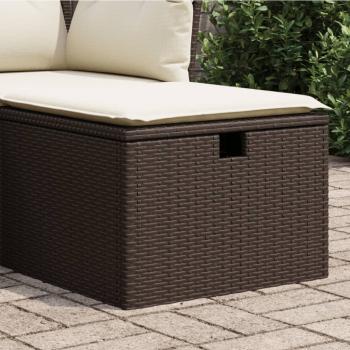 ARDEBO.de - Gartenhocker mit Kissen Braun 55x55x37 cm Poly Rattan