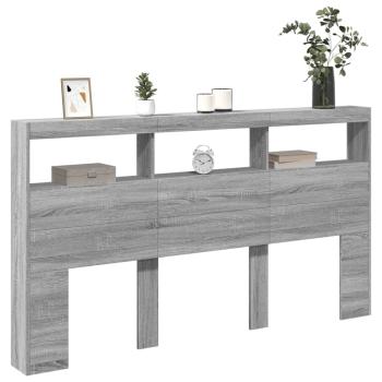 LED-Kopfteil mit Ablage Grau Sonoma 180x17x102 cm