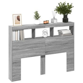 LED-Kopfteil mit Ablage Grau Sonoma 140x17x102 cm