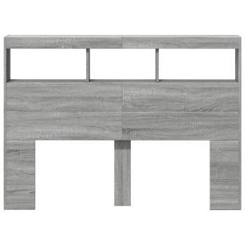 LED-Kopfteil mit Ablage Grau Sonoma 140x17x102 cm
