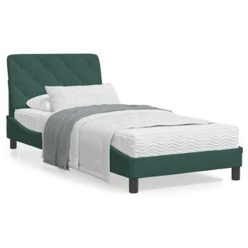 ARDEBO.de - Bettgestell mit LED-Leuchten Dunkelgrün 90x190 cm Samt