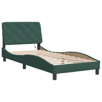 Bettgestell mit LED-Leuchten Dunkelgrün 90x190 cm Samt