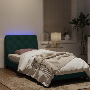 Bettgestell mit LED-Leuchten Dunkelgrün 90x190 cm Samt