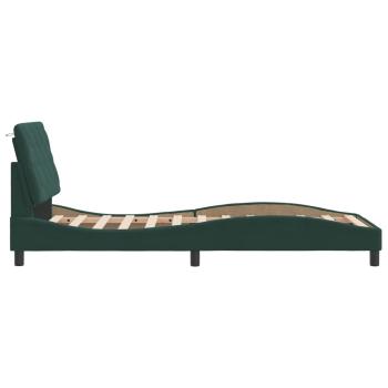 Bettgestell mit LED-Leuchten Dunkelgrün 90x190 cm Samt