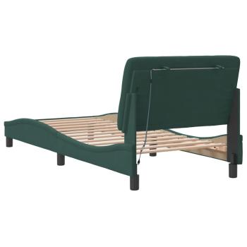 Bettgestell mit LED-Leuchten Dunkelgrün 90x190 cm Samt