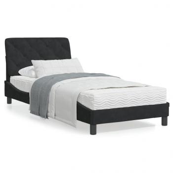 ARDEBO.de - Bettgestell mit LED-Leuchten Schwarz 80x200 cm Samt