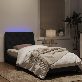Bettgestell mit LED-Leuchten Schwarz 80x200 cm Samt
