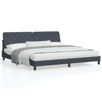 ARDEBO.de - Bettgestell mit Kopfteil Dunkelgrau 200x200 cm Samt
