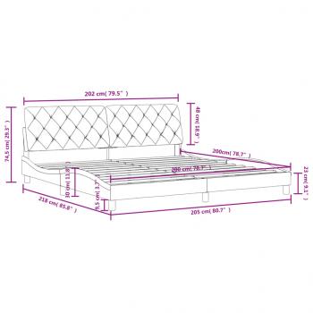 Bettgestell mit Kopfteil Dunkelgrau 200x200 cm Samt