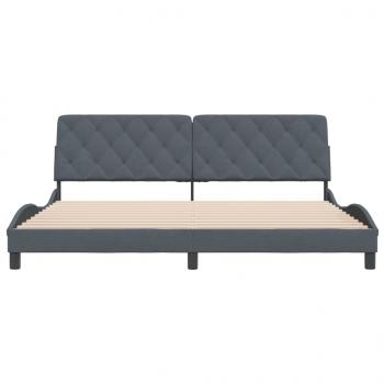 Bettgestell mit Kopfteil Dunkelgrau 200x200 cm Samt