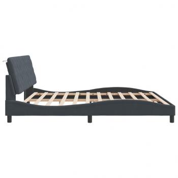 Bettgestell mit Kopfteil Dunkelgrau 200x200 cm Samt