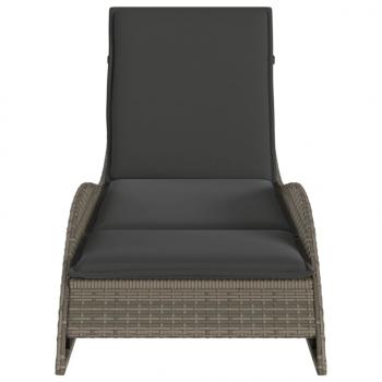 Sonnenliege mit Auflage Grau 60x205x73 cm Poly Rattan