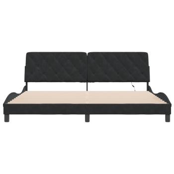 Bettgestell mit LED ohne Matratze Schwarz 200x200 cm Samt