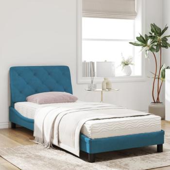 Bett mit Matratze Blau 80x200 cm Samt