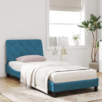 Bett mit Matratze Blau 90x190 cm Samt