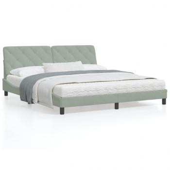 ARDEBO.de - Bett mit Matratze Hellgrau 180x200 cm Samt