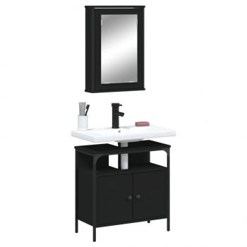 ARDEBO.de - 2-tlg. Badmöbel-Set Schwarz Holzwerkstoff
