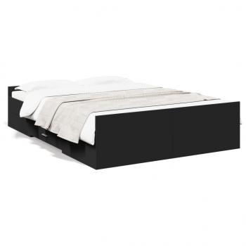 ARDEBO.de - Bettgestell mit Schubladen Schwarz 135x190 cm Holzwerkstoff