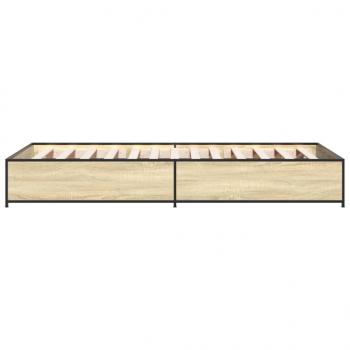 Bettgestell Sonoma-Eiche 100x200 cm Holzwerkstoff und Metall
