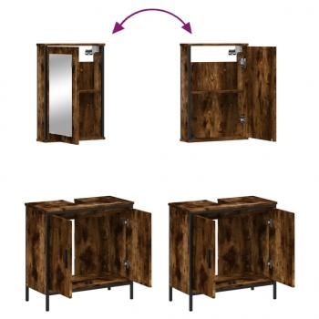 2-tlg. Badmöbel-Set Räuchereiche Holzwerkstoff