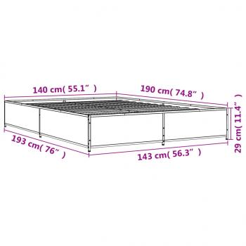 Bettgestell Braun Eichen-Optik 140x190 cm Holzwerkstoff Metall