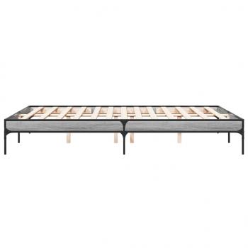Bettgestell Grau Sonoma 150x200 cm Holzwerkstoff und Metall