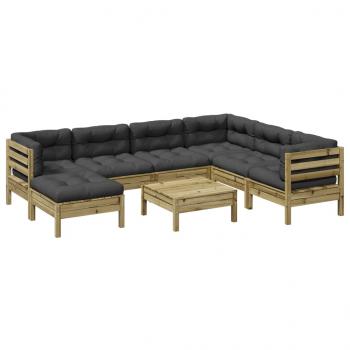 ARDEBO.de - 8-tlg. Garten-Sofagarnitur mit Kissen Kiefernholz Imprägniert
