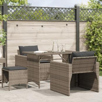 ARDEBO.de - 4-tlg. Garten-Sofagarnitur mit Kissen Grau Poly Rattan