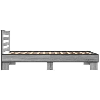 ARDEBO.de - Bettgestell Grau Sonoma 75x190 cm Holzwerkstoff und Metall