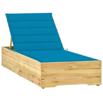 ARDEBO.de - Sonnenliege mit Blauer Auflage Imprägniertes Kiefernholz
