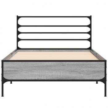 Bettgestell Grau Sonoma 90x200 cm Holzwerkstoff und Metall