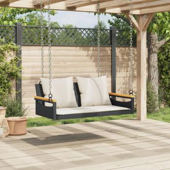 Hängebank mit Kissen Schwarz 109x62x40 cm Poly Rattan