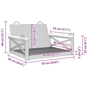Hängesessel Grau 63x62x40 cm Poly Rattan