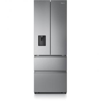 ARDEBO.de Hisense RF632N4WIE Side-by-Side Kombination, 70cm breit, 485L, NoFrost, CrispZone, Wasserspender, Wassertank, Eiswürfelbehälter, SuperCool, Edelstahloptik
