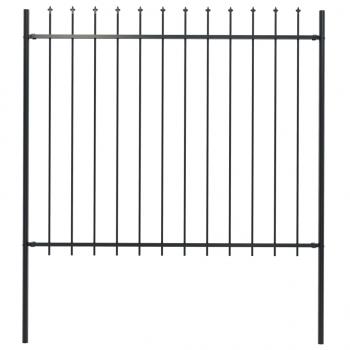 ARDEBO.de - Gartenzaun mit Speerspitzen Stahl 1,7 x 1,5 m Schwarz