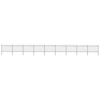 ARDEBO.de - Gartenzaun mit Speerspitzen Stahl 15,3 x 1,2 m Schwarz