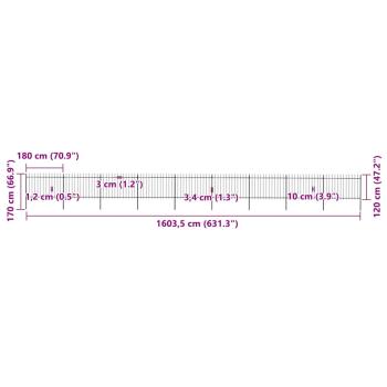 Gartenzaun mit Speerspitzen Stahl 15,3 x 1,2 m Schwarz