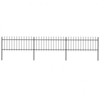 ARDEBO.de - Gartenzaun mit Speerspitzen Stahl 5,1 x 0,8 m Schwarz