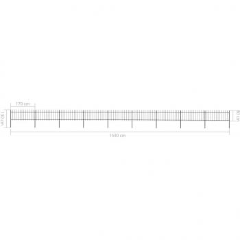 Gartenzaun mit Speerspitzen Stahl 15,3 x 0,8 m Schwarz