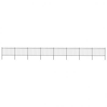 ARDEBO.de - Gartenzaun mit Speerspitzen Stahl 13,6 x 1,2 m Schwarz