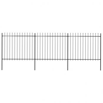 ARDEBO.de - Gartenzaun mit Speerspitzen Stahl 5,1 x 1,5 m Schwarz