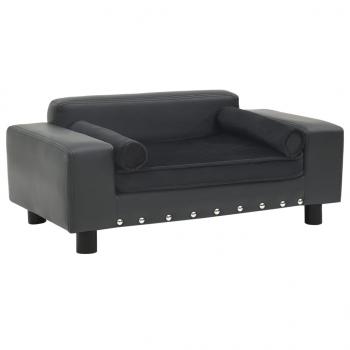 ARDEBO.de - Hundesofa Dunkelgrau 81x43x31 cm Plüsch und Kunstleder