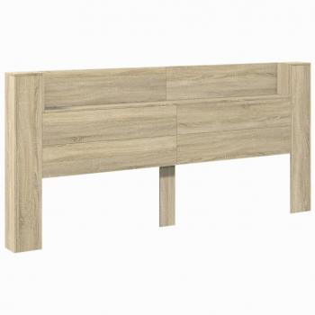 LED-Kopfteil mit Ablagen Sonoma-Eiche 220x16,5x103,5 cm