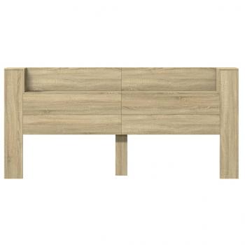 LED-Kopfteil mit Ablagen Sonoma-Eiche 220x16,5x103,5 cm