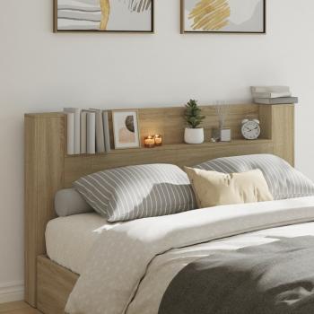 ARDEBO.de - LED-Kopfteil mit Ablagen Sonoma-Eiche 180x16,5x103,5 cm