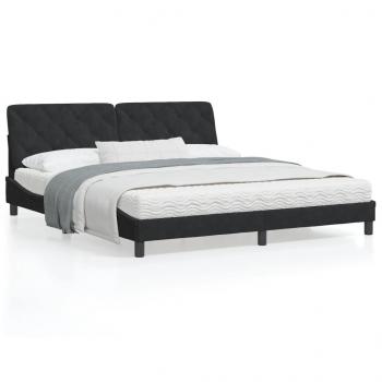 ARDEBO.de - Bettgestell mit LED-Leuchten Schwarz 180x200 cm Samt